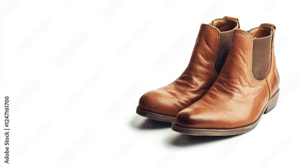 A single pair of ankle boots isolated on a clean white background, perfect for footwear or fashion accessory marketing.