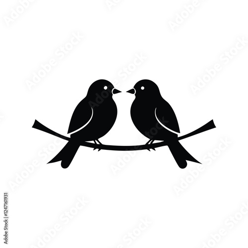 two birds on a branch Love Bird Vector 