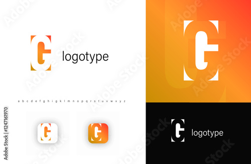 Minimal geometric monogram, negative space letter G, sleek corporate logo, edgy modern typography, clean logotype symbol, contemporary tech identity, stylish emblem design. Vector illustration.