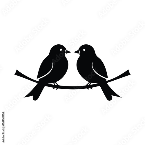 two birds on a branch Love Bird Vector 