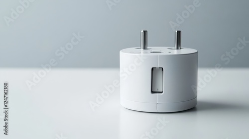 image of a travel adapter on a clean white surface, ideal for international travel product marketing.