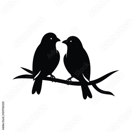 two birds on a branch Love Bird Vector 