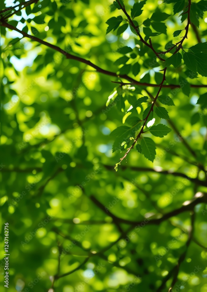 Obraz premium Horizontal shot of blurred green background vegetation of tree leaves on summer sunny day green natural environment and ecology safety bokeh green bokeh green abstract background light bright blur pat