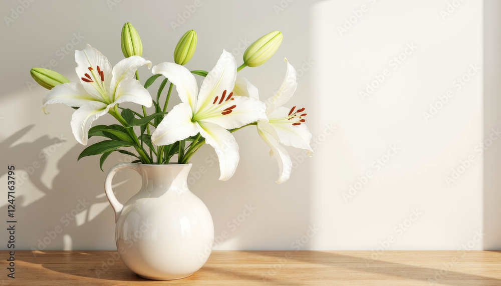 custom made wallpaper toronto digitalElegant white lily flower arrangement in cozy light, floral beauty