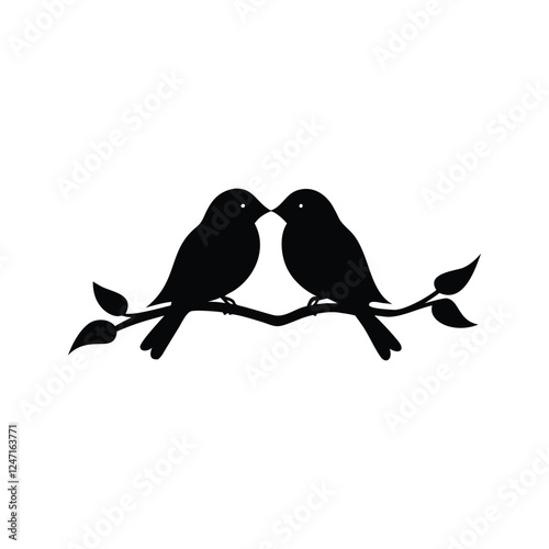 two birds on a branch Love Bird Vector 