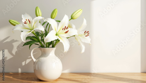 Wallpaper Mural Elegant white lily flower arrangement in cozy light, floral beauty Torontodigital.ca