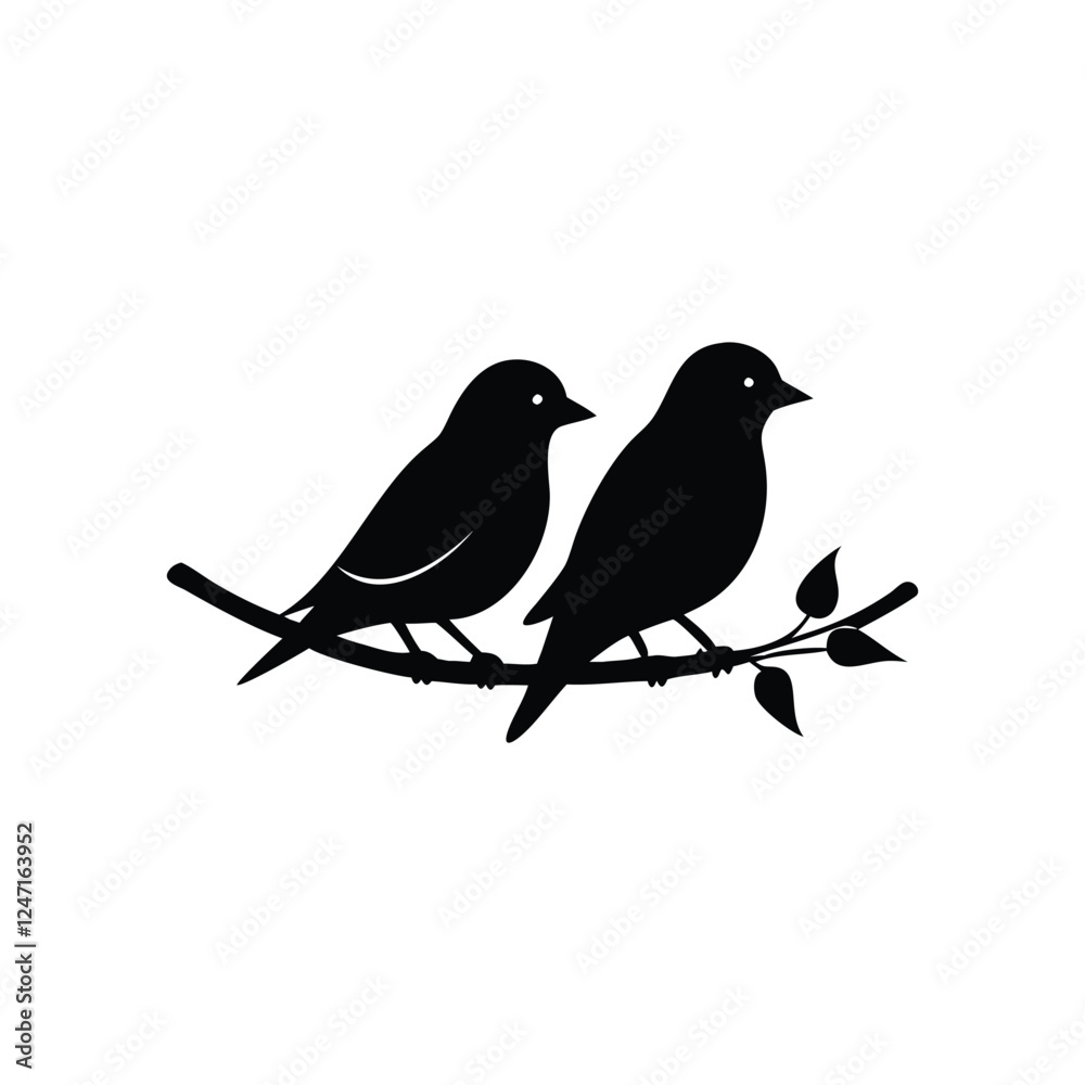 Obraz premium two birds on a branch Love Bird Vector 