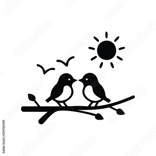 two birds on a branch Love Bird Vector 
