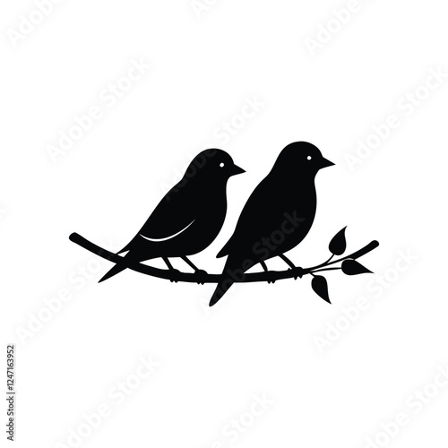 two birds on a branch Love Bird Vector 