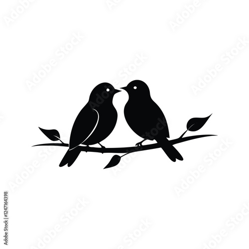two birds on a branch Love Bird Vector 