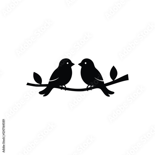 two birds on a branch Love Bird Vector 