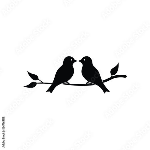 two birds on a branch Love Bird Vector 