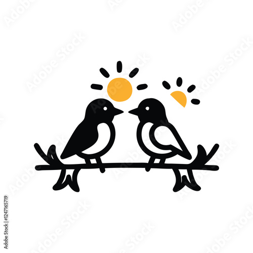 two birds on a branch Love Bird Vector 