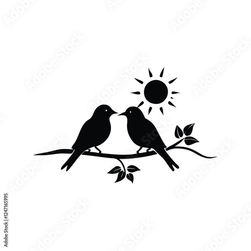 two birds on a branch Love Bird Vector 