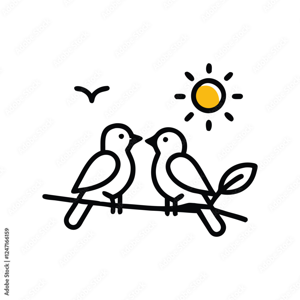 Obraz premium two birds on a branch Love Bird Vector 