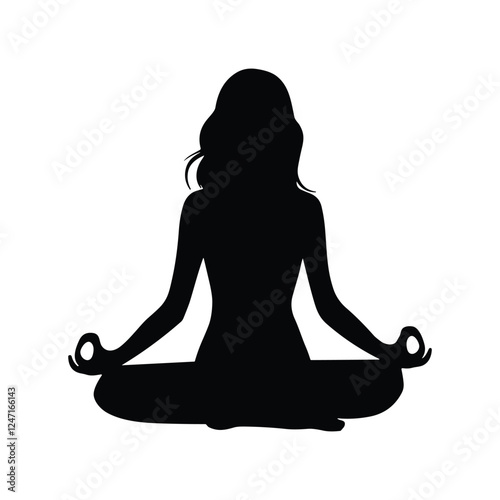 Peaceful Woman in Meditation Pose Silhouette