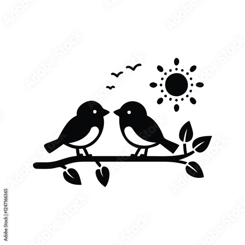 two birds on a branch Love Bird Vector 