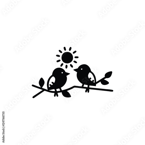 two birds on a branch Love Bird Vector 