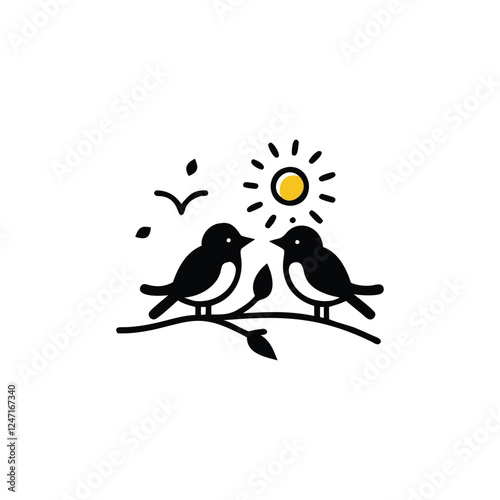 two birds on a branch Love Bird Vector 