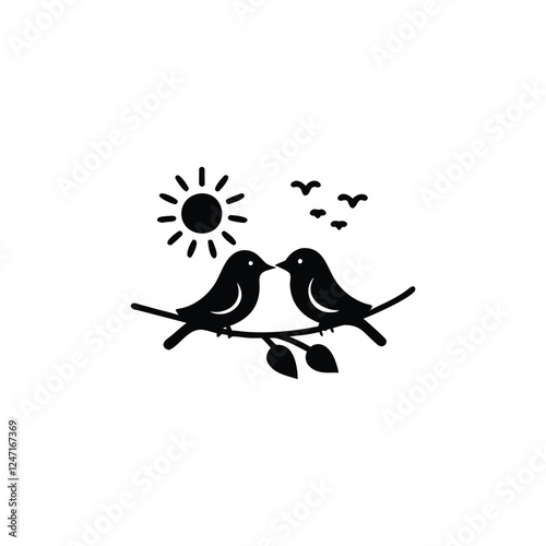 two birds on a branch Love Bird Vector 