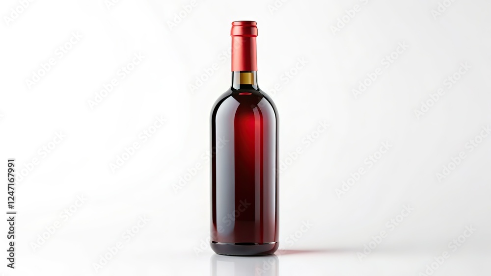 Red Wine Bottle, Full, White Background, Photorealistic Red Wine Bottle, Full, White Background, Photorealistic