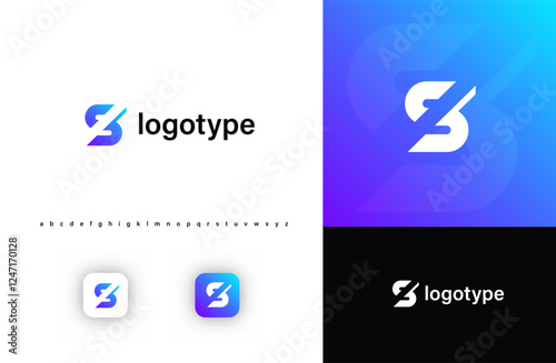 Sporty futuristic angular logo. Sharp geometric dynamic edges letter s. Minimalist innovative emblem for tech, game app, music, sport, design agency, digital space identity. Vector illustration