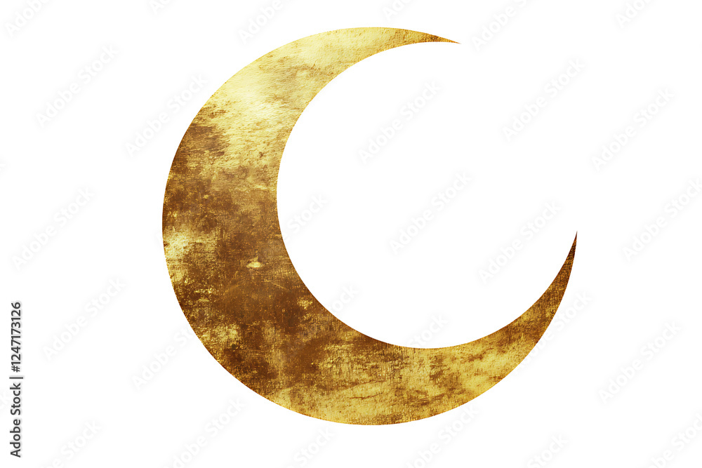 Crescent moon icon, gold-colored, isolated on a transparent background. Crescent moon icon, gold-colored, isolated on a transparent background.