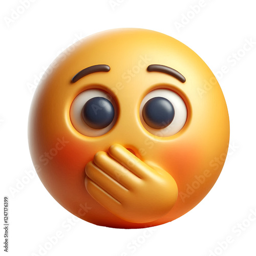 surprised face three-dimensional emoji isolated on white background