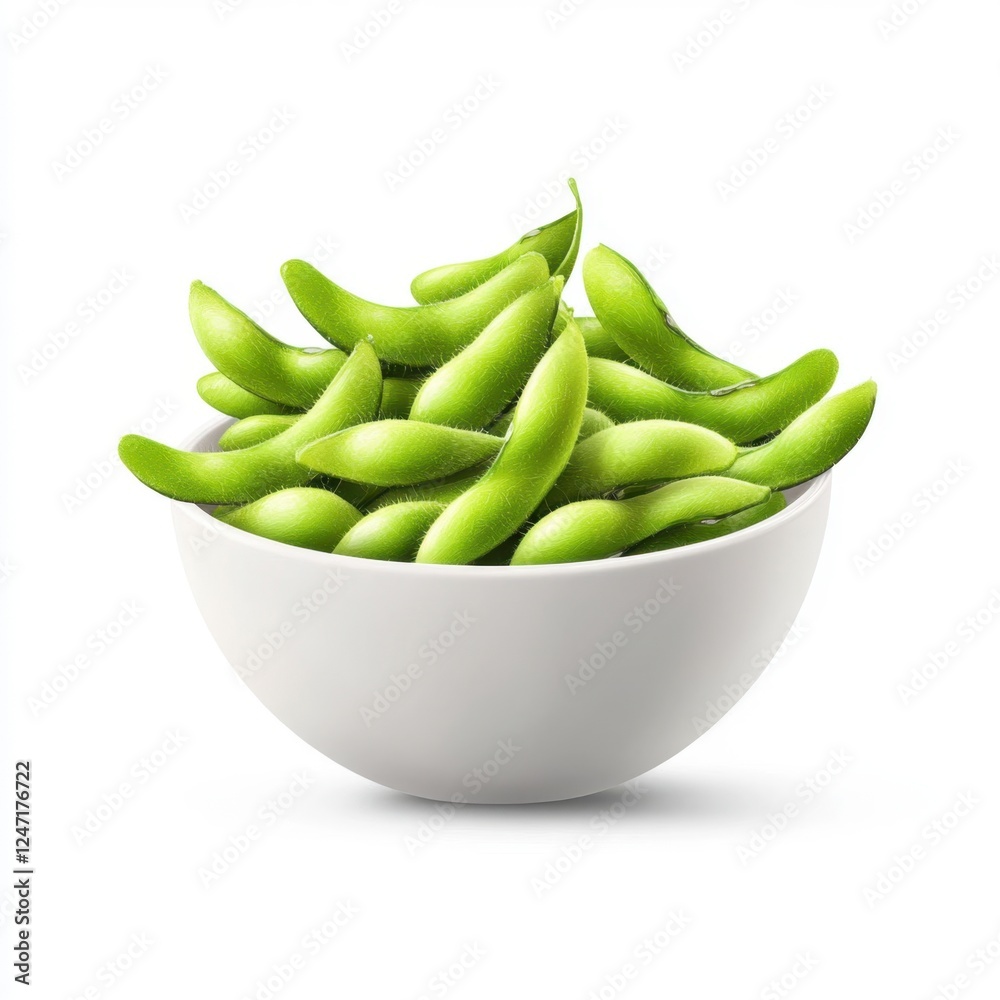 Freshly Shelled Green Edamame in a White Bowl Freshly Shelled Green Edamame in a White Bowl