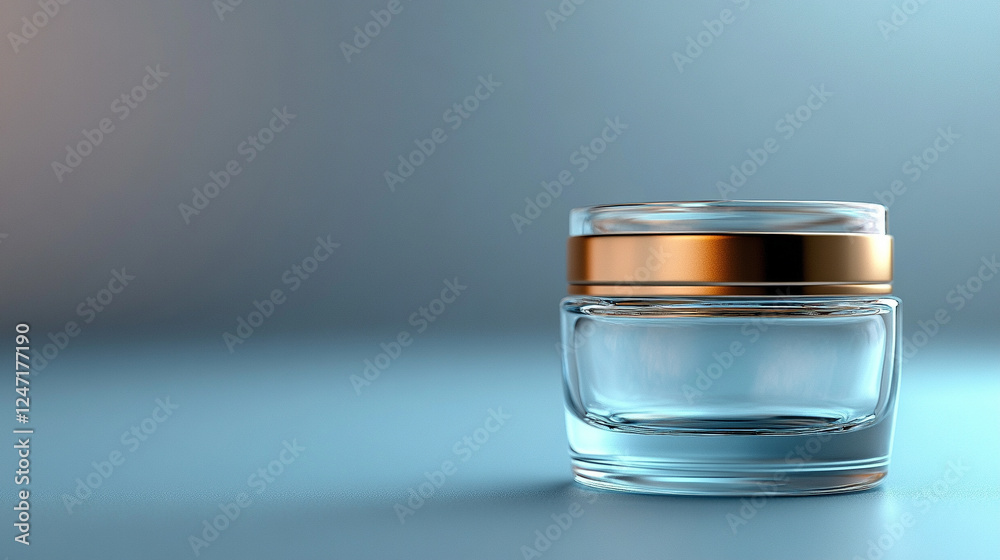 A clear glass jar with a golden lid, symbolizing purity and value, placed against an elegant, minimalist background. The simplicity of the scene conveys clarity and potential, with space for captionin A clear glass jar with a golden lid, symbolizing purity and value, placed against an elegant, minimalist background. The simplicity of the scene conveys clarity and potential, with space for captionin