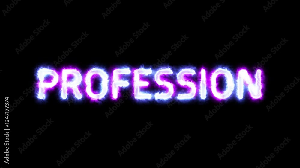profession symbol. concept words profession bright glowing neon effects, vibrant and colorful text animation on transparent background profession symbol. concept words profession bright glowing neon effects, vibrant and colorful text animation on transparent background
