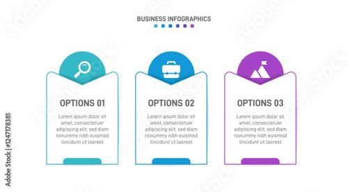 Horizontal progress bar featuring 3 arrow-shaped elements, symbolizing three six stages of business strategy and progression. Clean timeline infographic design template. Vector for presentation