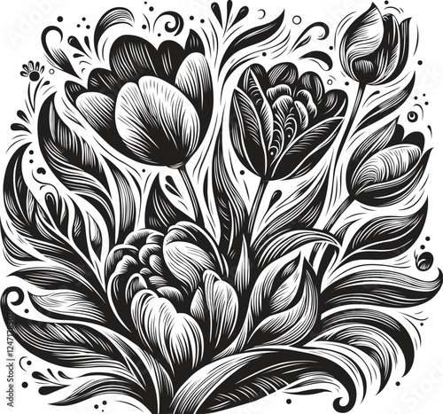 Wallpaper Mural Tulip stylized in vector Torontodigital.ca