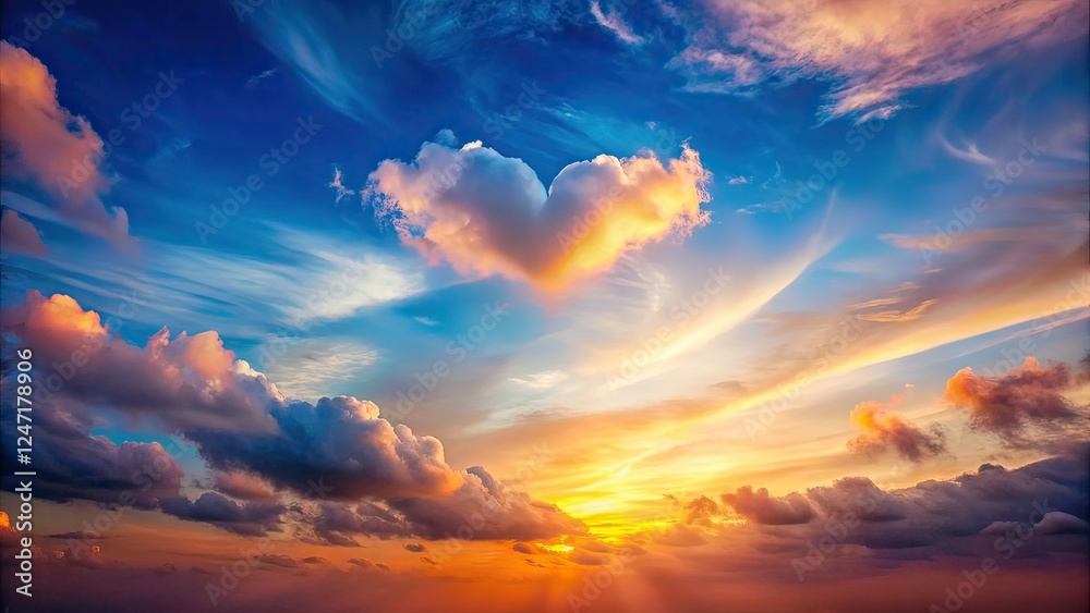 Fototapeta premium Serene Heart Cloud Dusk Sky - High Depth of Field