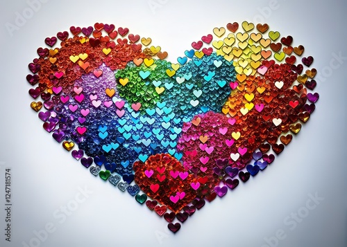 Silhouette Hearts Sequins White Background AI Art