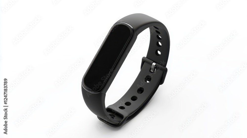A single fitness tracker isolated on a clean white background, great for wearable fitness technology marketing. A single fitness tracker isolated on a clean white background, great for wearable fitness technology marketing.