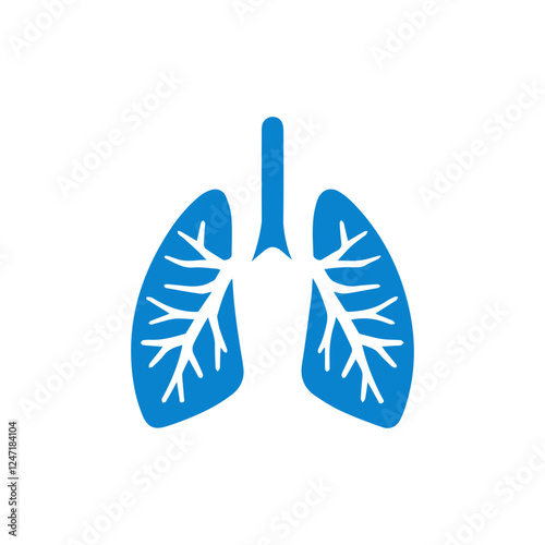 blue simple human lung icon.