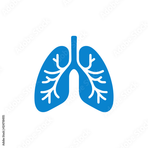 blue simple human lung icon.