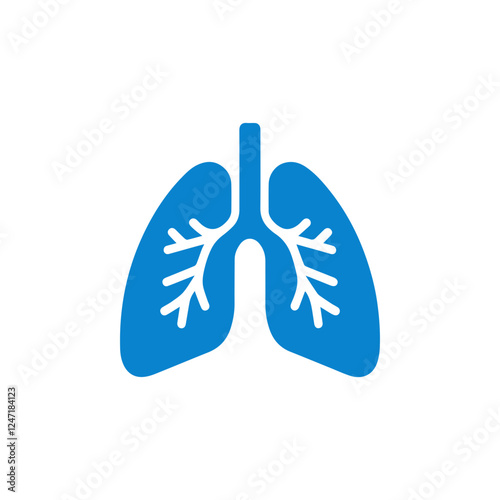 blue simple human lung icon.