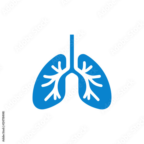 blue simple human lung icon.