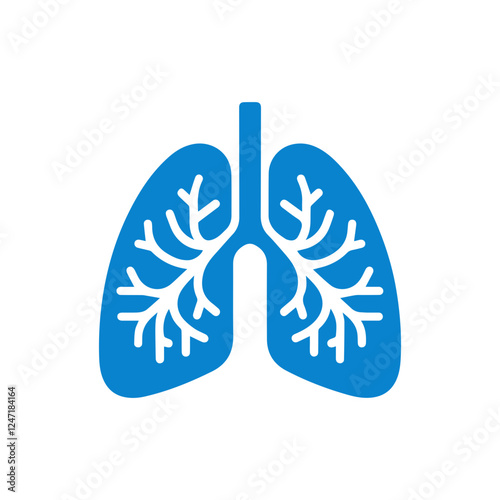 blue simple human lung icon.