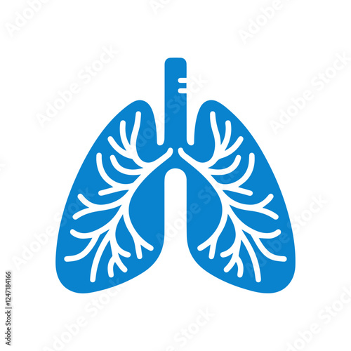 blue simple human lung icon.
