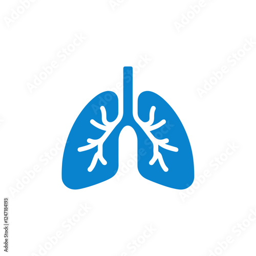 blue simple human lung icon.