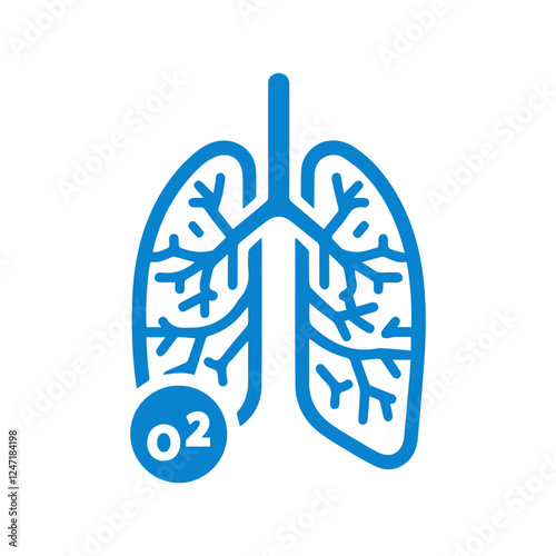 blue simple human lung icon.