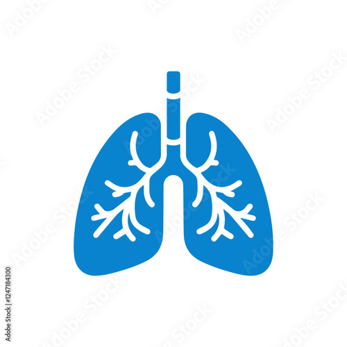 blue simple human lung icon.