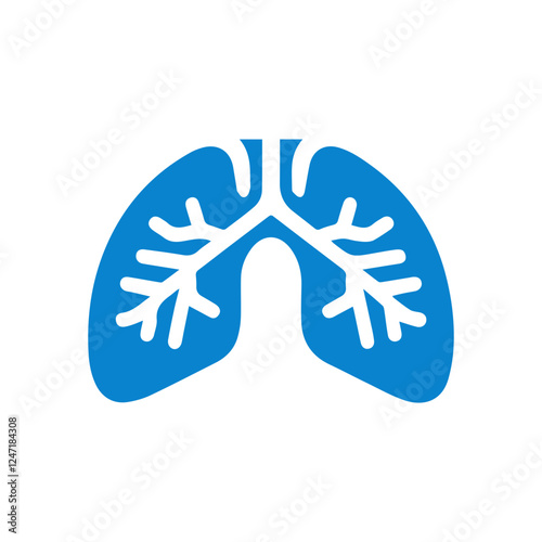 blue simple human lung icon.