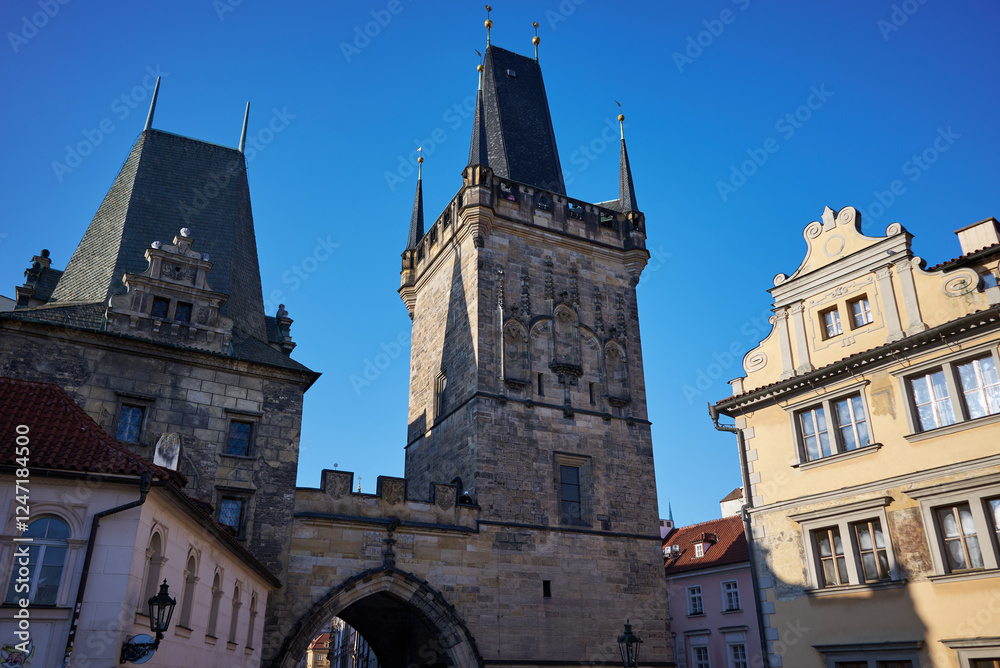 Mala Strana Bridge Tower (Malostranska mostecka vez), gothic gateway tower on the the Charles Bridge in Prague, Chech Republic Mala Strana Bridge Tower (Malostranska mostecka vez), gothic gateway tower on the the Charles Bridge in Prague, Chech Republic