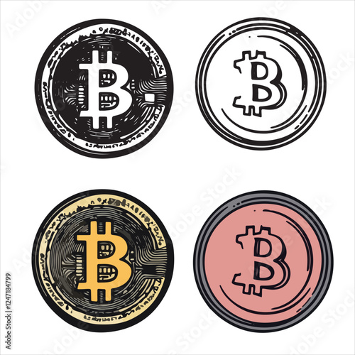 set of vector bitcoin stamps