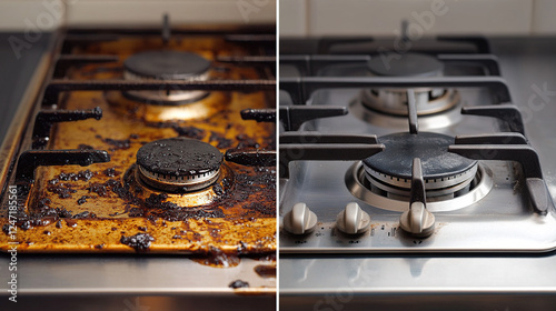 Clean vs. Dirty Gas Stove Before and After