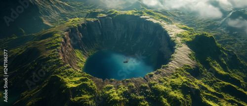 A giant crater of an extinct volcano inside of whi_012 photo